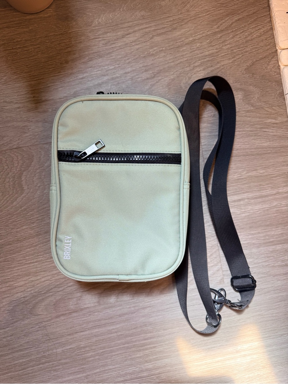 Brixley Light Sage Medium Crossbody Bag with Black Strap